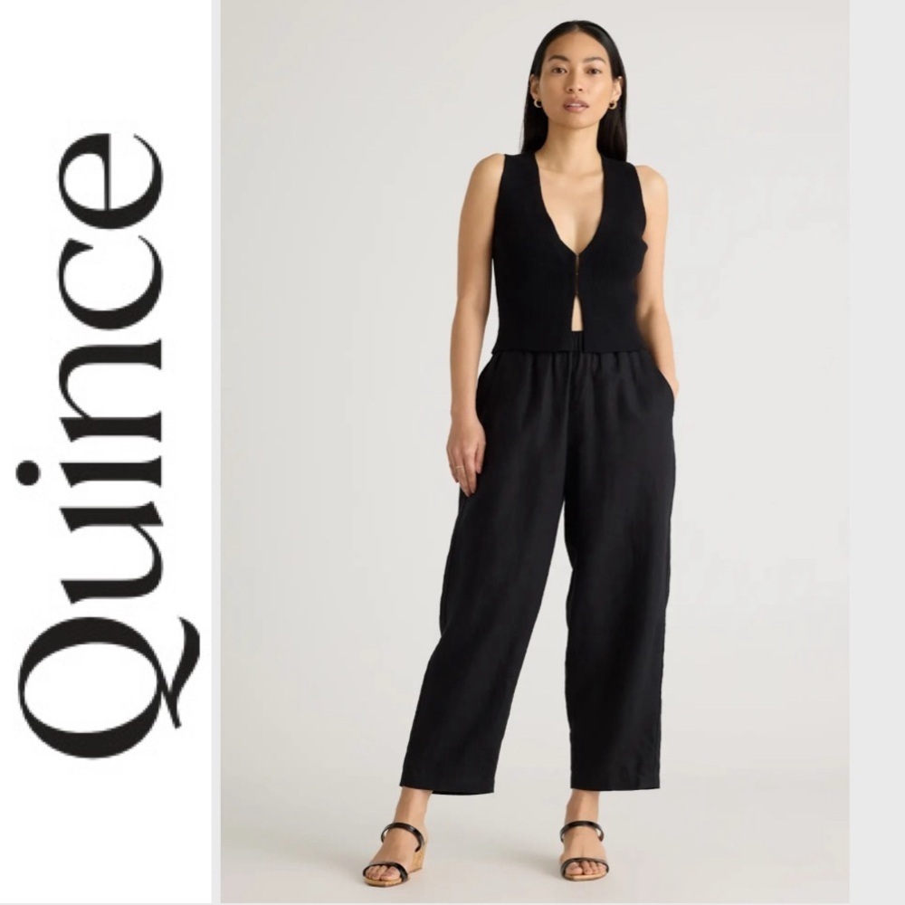 Quince 100% European Linen Pants XS Black